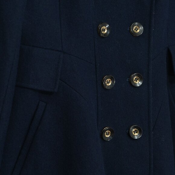 Via Spiga Wool Military Coat Blue Navy Fit Flare Retro Academia Victorian Twee - Picture 9 of 14